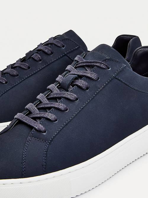 Tommy Hilfiger Premium Nubuck Leren Cupsole Sneakers Heren Blauw | TH397TSB