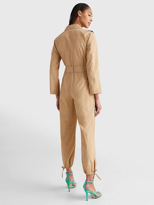 Tommy Hilfiger Prep Belted Jumpsuit Jurken Dames Beige | TH534SOZ