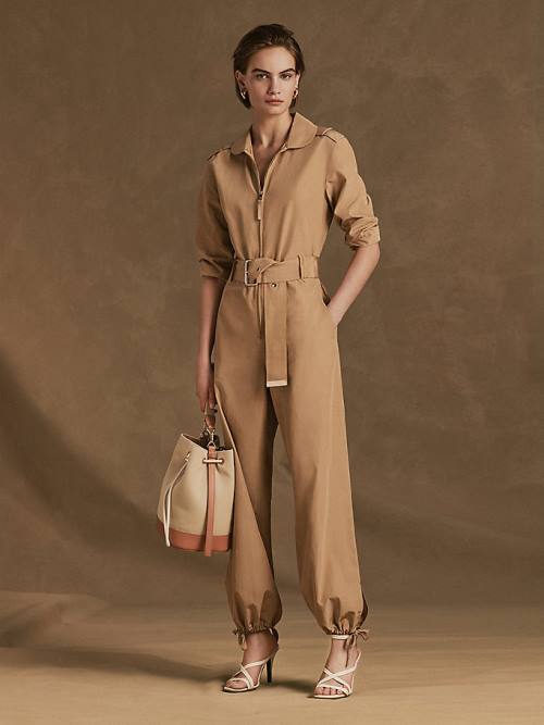 Tommy Hilfiger Prep Belted Jumpsuit Jurken Dames Beige | TH534SOZ