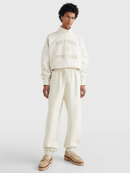 Tommy Hilfiger Prep Crest Embroidery Relaxed Fit Joggers Broek Heren Wit | TH126CSH