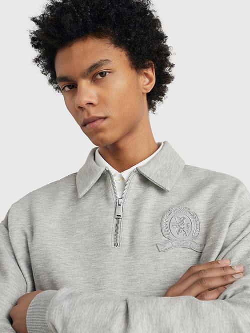 Tommy Hilfiger Prep Crest Quarter-Zip Sweatshirts Heren Grijs | TH549VGW