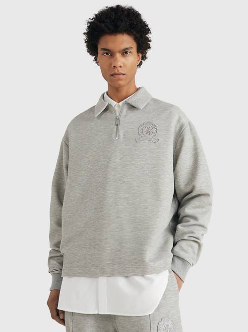 Tommy Hilfiger Prep Crest Quarter-Zip Sweatshirts Heren Grijs | TH549VGW