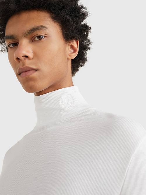 Tommy Hilfiger Prep Long Sleeve Crest Turtleneck T-shirts Heren Wit | TH825MHZ