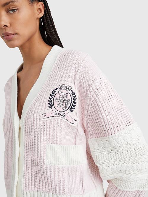 Tommy Hilfiger Prep Organic Katoenen Crest Cardigan Truien Dames Roze | TH836XUN