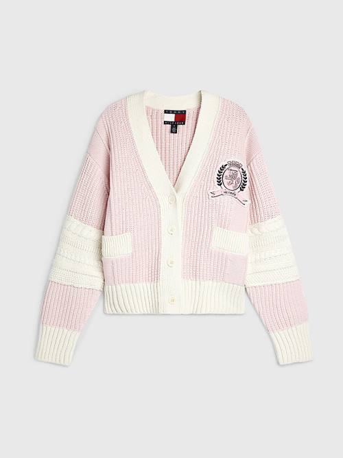 Tommy Hilfiger Prep Organic Katoenen Crest Cardigan Truien Dames Roze | TH836XUN