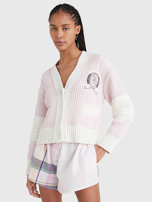 Tommy Hilfiger Prep Organic Katoenen Crest Cardigan Truien Dames Roze | TH836XUN