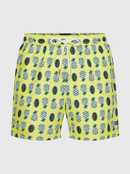 Tommy Hilfiger Print Drawstring Mid Length Shorts Zwemkleding Heren Geel | TH428DEZ