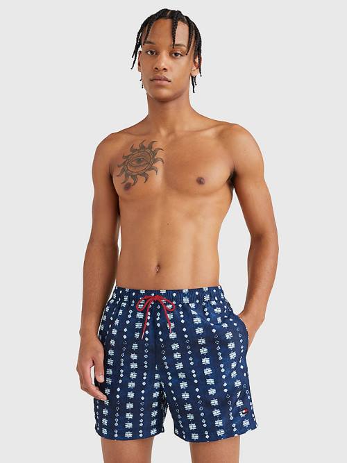 Tommy Hilfiger Print Drawstring Mid Length Shorts Zwemkleding Heren Blauw | TH926HOV