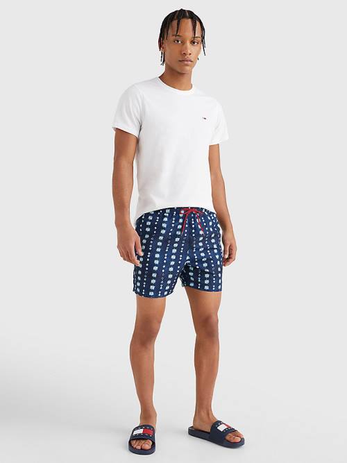 Tommy Hilfiger Print Drawstring Mid Length Shorts Zwemkleding Heren Blauw | TH926HOV