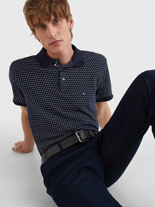 Tommy Hilfiger Print Regular Fit Poloshirt Heren Blauw | TH013AZY