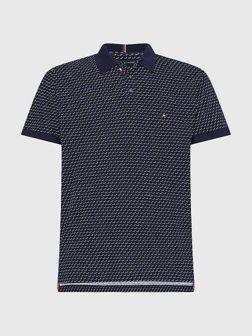 Tommy Hilfiger Print Regular Fit Poloshirt Heren Blauw | TH013AZY