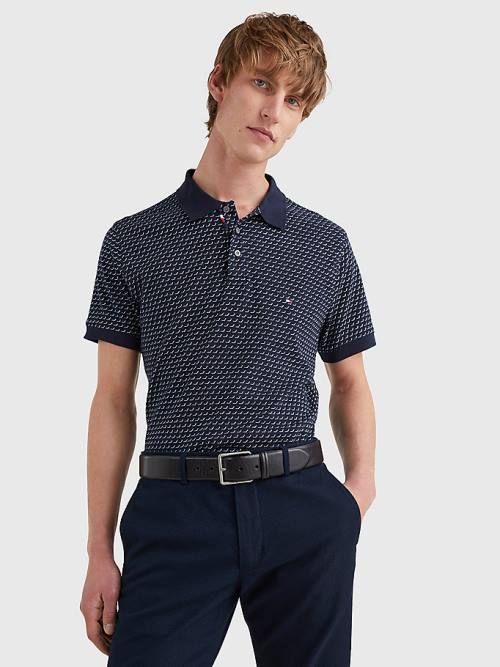 Tommy Hilfiger Print Regular Fit Poloshirt Heren Blauw | TH013AZY