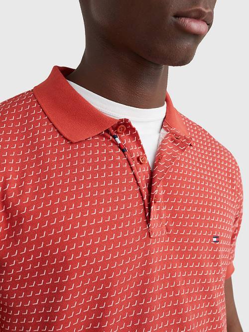 Tommy Hilfiger Print Regular Fit Poloshirt Heren Rood | TH165ZHC