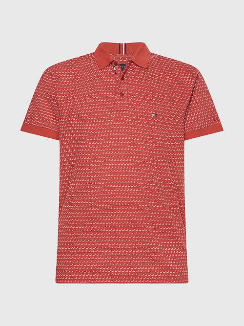 Tommy Hilfiger Print Regular Fit Poloshirt Heren Rood | TH165ZHC