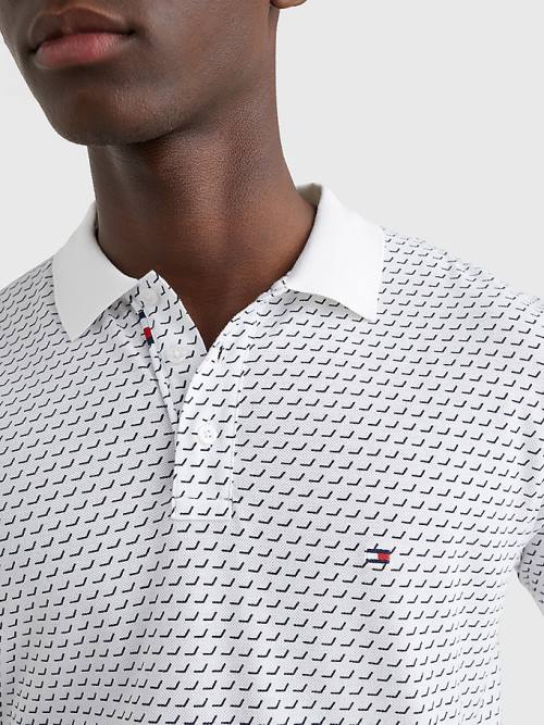 Tommy Hilfiger Print Regular Fit Poloshirt Heren Wit | TH540SPF