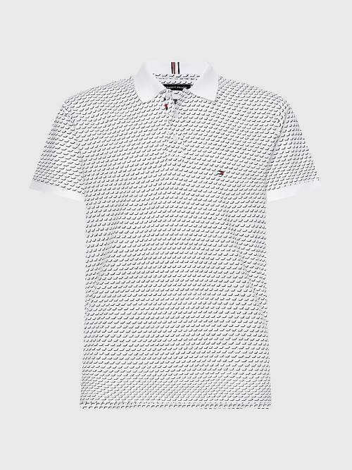 Tommy Hilfiger Print Regular Fit Poloshirt Heren Wit | TH540SPF