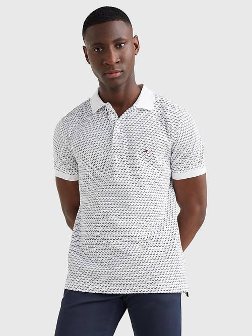 Tommy Hilfiger Print Regular Fit Poloshirt Heren Wit | TH540SPF