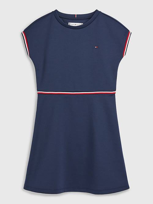 Tommy Hilfiger Punto Fit And Flare Jurken Meisjes Blauw | TH263UIZ