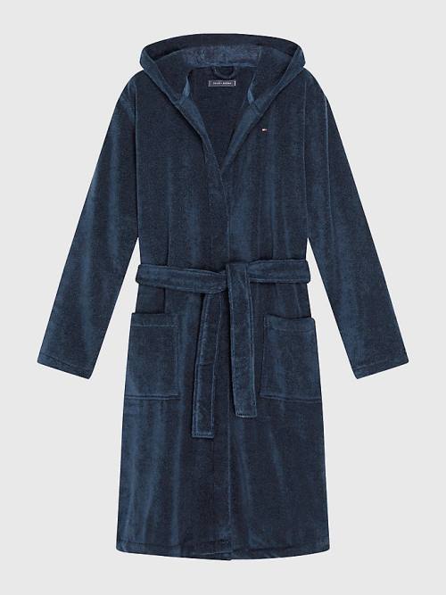 Tommy Hilfiger Pure Katoenen Met Capuchon Bathrobe Pyjamas Heren Blauw | TH091NBT