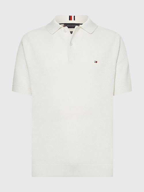 Tommy Hilfiger Pure Katoenen Signature Detail Polo Truien Heren Wit | TH739NCQ