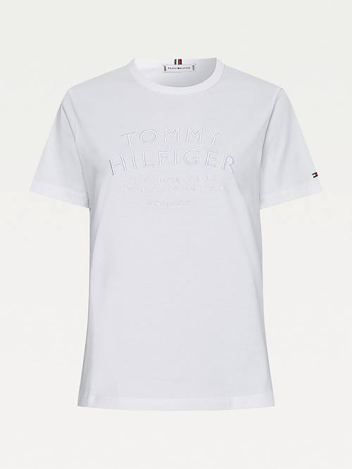 Tommy Hilfiger Pure Organic Katoenen Embroidery T-shirts Dames Wit | TH358WBI