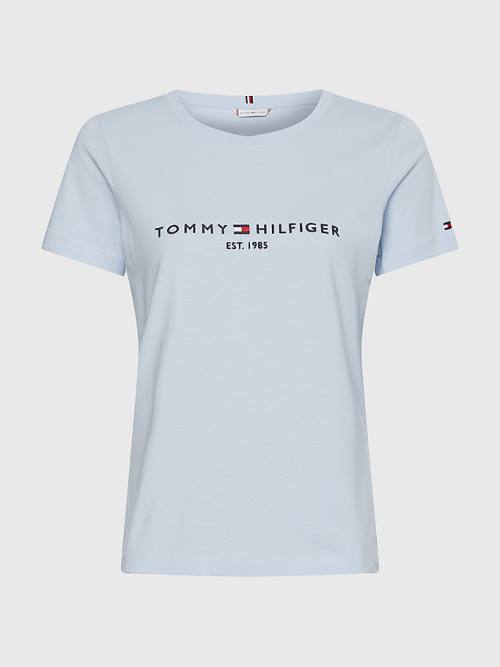 Tommy Hilfiger Pure Organic Katoenen Logo T-shirts Dames Blauw | TH164ISG