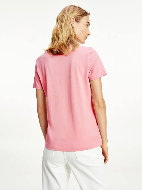 Tommy Hilfiger Pure Organic Katoenen Logo T-shirts Dames Roze | TH724OJG