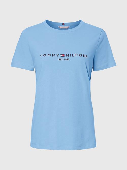 Tommy Hilfiger Pure Organic Katoenen Logo T-shirts Dames Blauw | TH852AWX