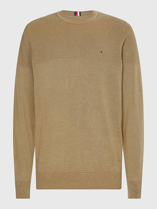 Tommy Hilfiger Pure Supima Katoenen Flag Embroidery Jumper Truien Heren Bruin | TH183CWX