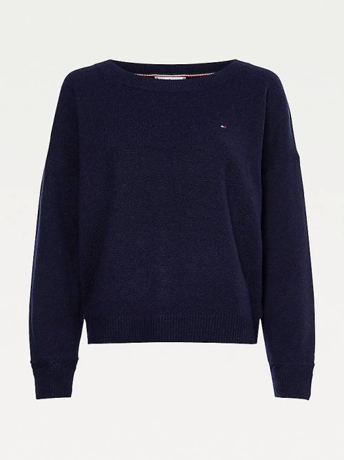 Tommy Hilfiger Pure Wool Round Neck Jumper Truien Dames Blauw | TH918VCQ