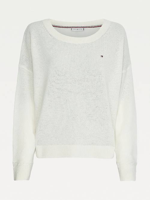 Tommy Hilfiger Pure Wool Round Neck Jumper Truien Dames Wit | TH943KPX