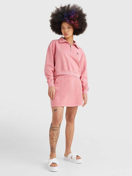 Tommy Hilfiger Quarter Zip Relaxed Fit Sweatshirts Dames Roze | TH261UVN