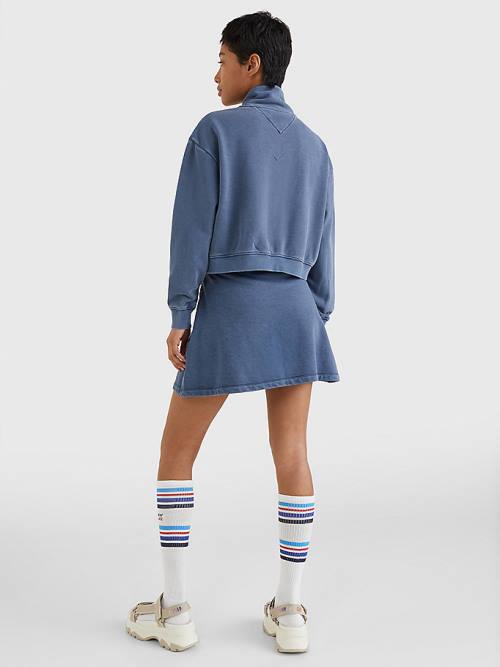 Tommy Hilfiger Quarter Zip Relaxed Fit Sweatshirts Dames Blauw | TH840TBY