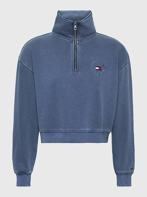 Tommy Hilfiger Quarter Zip Relaxed Fit Sweatshirts Dames Blauw | TH840TBY