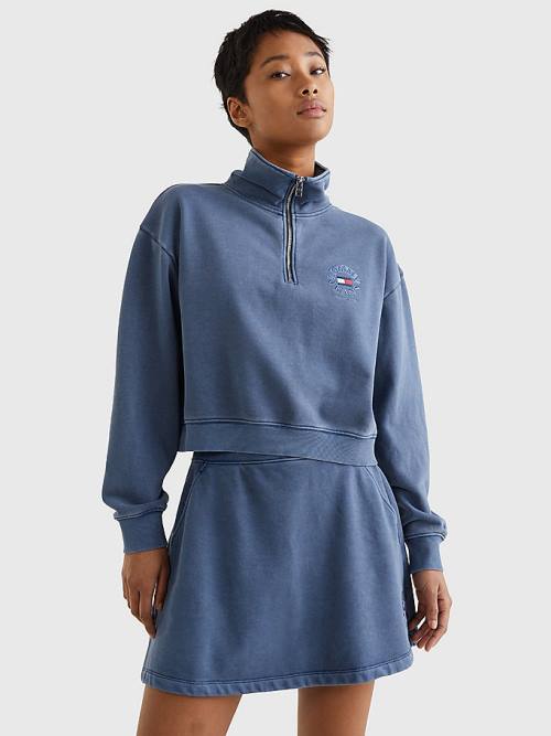 Tommy Hilfiger Quarter Zip Relaxed Fit Sweatshirts Dames Blauw | TH840TBY