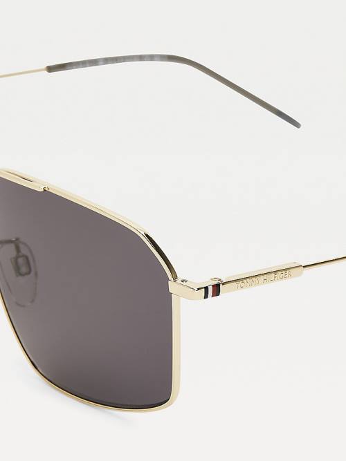 Tommy Hilfiger Rectangular Double Bridge Zonnebril Heren Grijs | TH164THJ