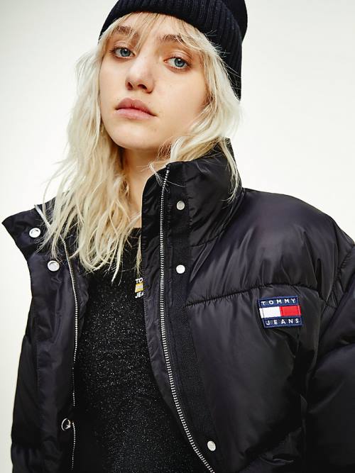 Tommy Hilfiger Recycled Convertible Cropped Vest Puffer Jassen Dames Zwart | TH389MNO