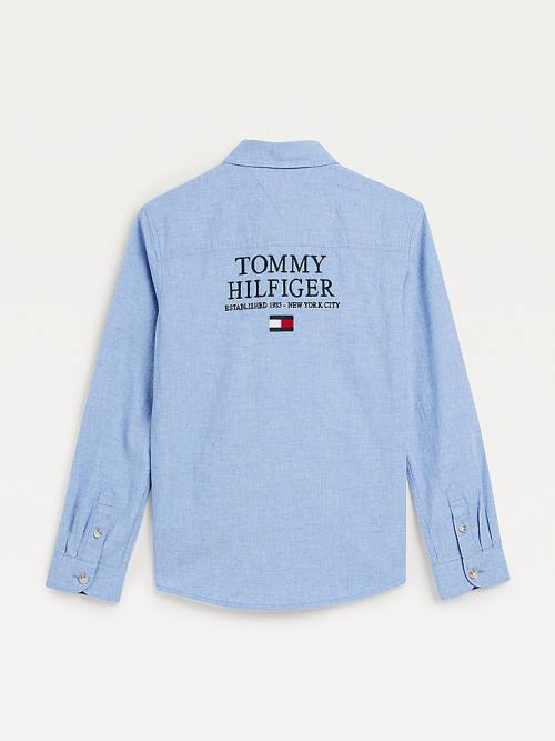 Tommy Hilfiger Recycled Katoenen Chambray Back Logo Overhemd Jongens Blauw | TH026CDA