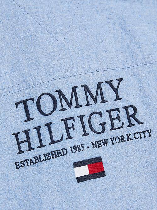 Tommy Hilfiger Recycled Katoenen Chambray Back Logo Overhemd Jongens Blauw | TH026CDA