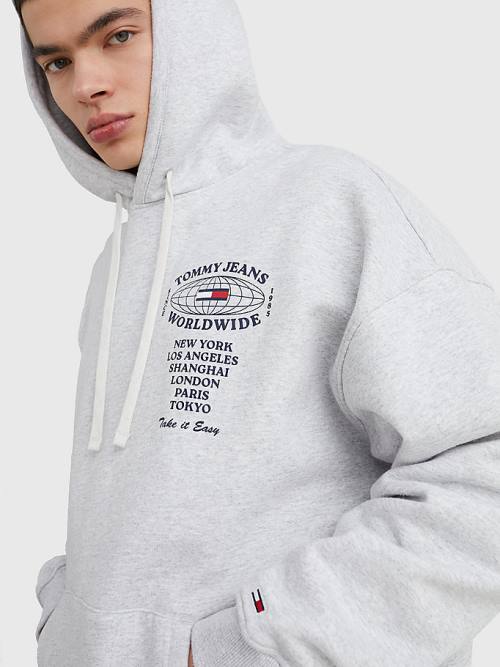 Tommy Hilfiger Recycled Logo Hoodie Heren Grijs | TH058JTV