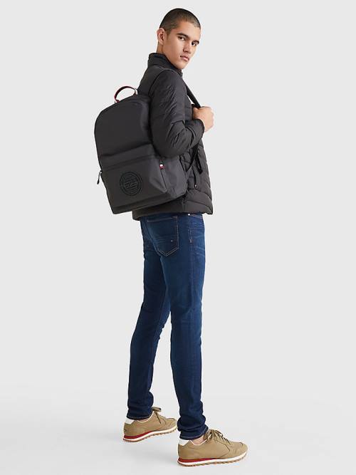 Tommy Hilfiger Recycled Polyester Signature Logo Backpack Tassen Heren Zwart | TH648CXB