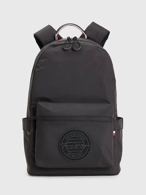 Tommy Hilfiger Recycled Polyester Signature Logo Backpack Tassen Heren Zwart | TH648CXB