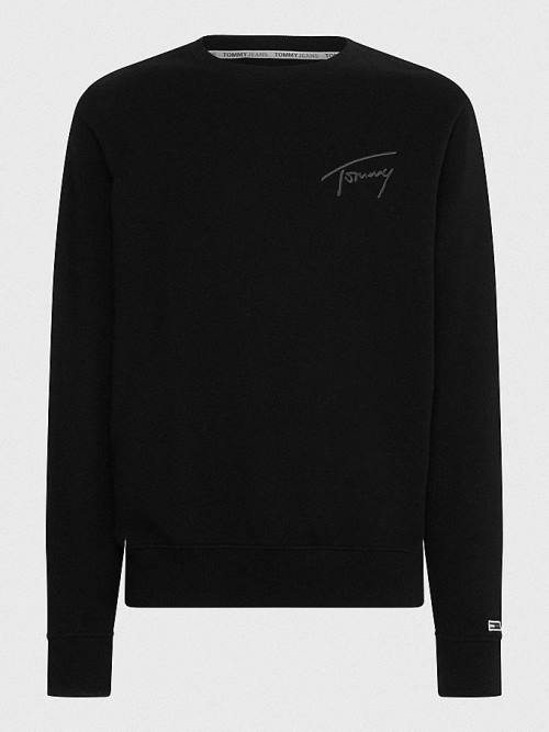 Tommy Hilfiger Recycled Signature Logo Relaxed Sweatshirts Heren Zwart | TH308OJB