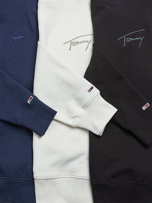 Tommy Hilfiger Recycled Signature Logo Relaxed Sweatshirts Heren Zwart | TH308OJB