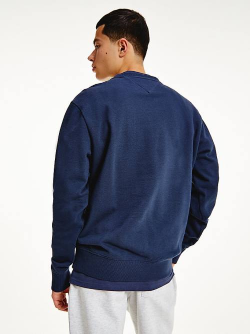 Tommy Hilfiger Recycled Signature Logo Relaxed Sweatshirts Heren Blauw | TH760IGZ