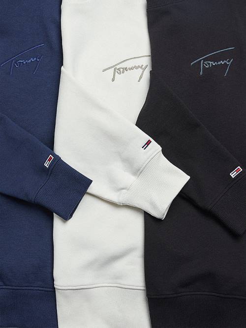 Tommy Hilfiger Recycled Signature Logo Relaxed Sweatshirts Heren Blauw | TH760IGZ