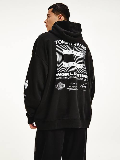 Tommy Hilfiger Recycled Unity Back Graphic Hoodie Heren Zwart | TH652UTC