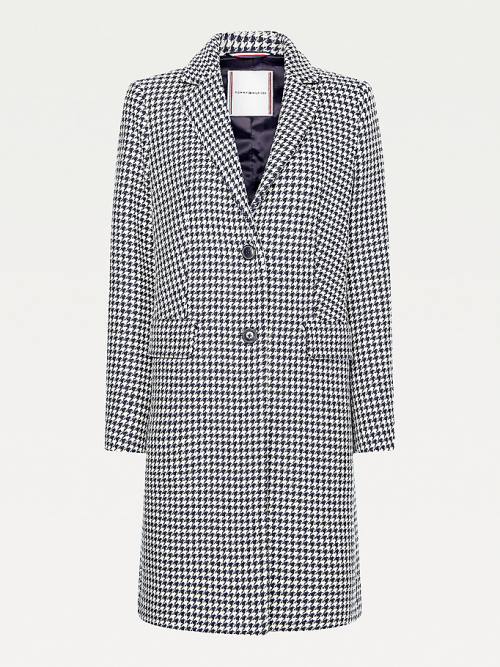 Tommy Hilfiger Recycled Wool Blend Houndstooth Jassen Dames Blauw | TH187EIP