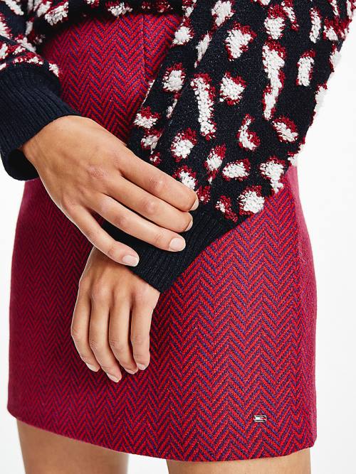 Tommy Hilfiger Recyled Wool Herringbone Mini Rokken Dames Roze | TH910BZW