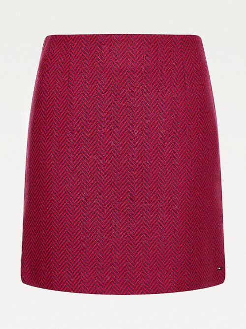 Tommy Hilfiger Recyled Wool Herringbone Mini Rokken Dames Roze | TH910BZW